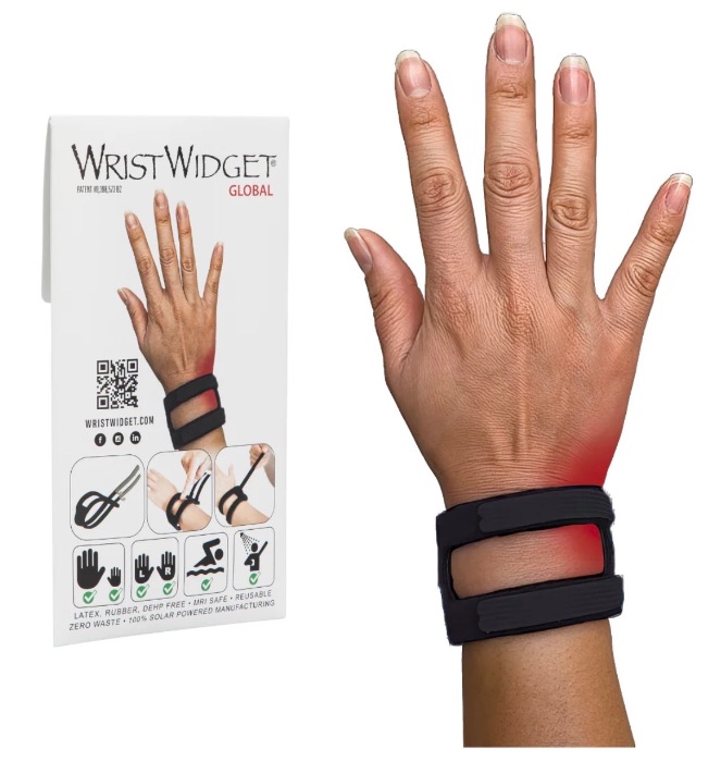 Wrist Widget splint worn around the wrist