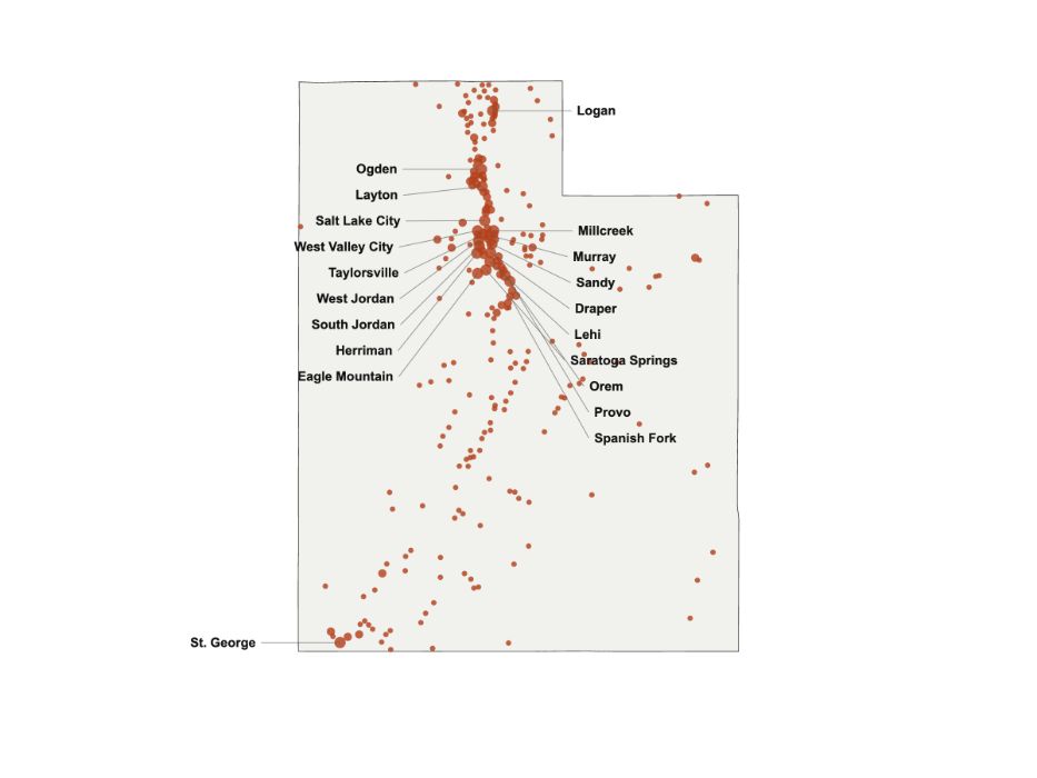 Map showing CB Clinic appointment locations